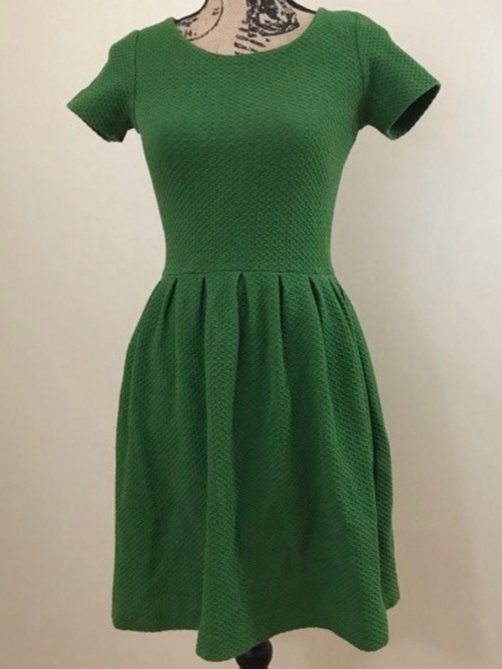 Anthropologie Emerald Short-Sleeve Green Fit-and-Flare Dress from Ganni